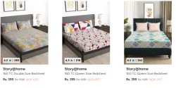 Flat 80% Discount on Story At Home Bedsheet