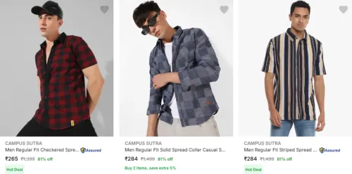 Image of Flat 81% Discount Campus Sutra Men's Shirt 