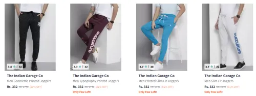 Image of Flat 81% Discount on The Indian Garage Co Men's Joggers