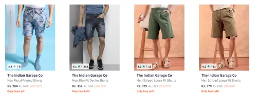 Image of Flat 81% Discount on The Indian Garage Co Men's Shorts