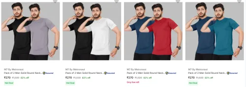 Image of Flat 83% Discount on M7 By Metronaut Men's T Shirts (PO2)