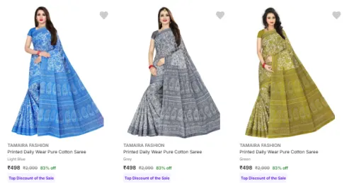 Image of Flat 83% Discount on Tamaira Fashion Women's Sarees