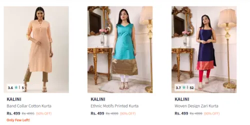 Image of Flat 90% Discount on KALINI Women's Kurta 