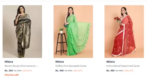 Image of Flat 90% Discount on Mitera Women's Saree 