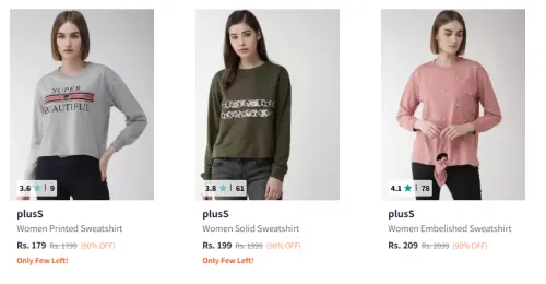 Image of Flat 90% Discount on Women's Sweatshirts