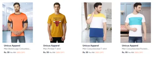 Image of Flat ₹99 on Unicus Apparel Men's Tshirts 