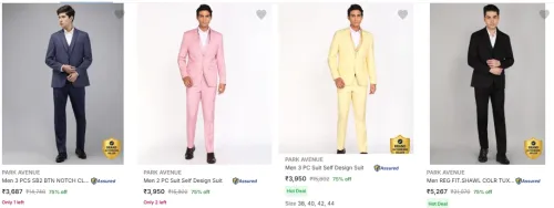 Image of Flat 75% Off Park Avenue Men's Readymade Suits 
