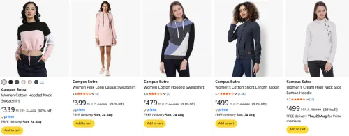 Image of flat 80% off on campus sutra women's winter wear