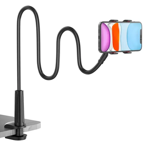 Image of Gooseneck Phone Holder for Bed, Flexible Lazy Arm Mount 360 Adjustable Mobile Phone Clamp Bracket Stand Desk for iPhone 
