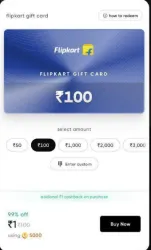 Flipkart ₹100 gift card at ₹1 from Cred