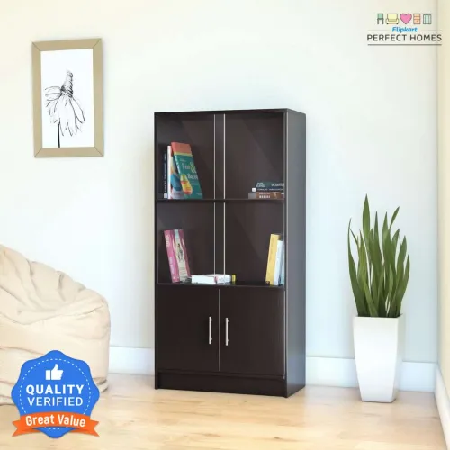 Image of Flipkart Perfect Homes Engineered Wood Close Book Shelf (Finish Color - MELAMINE SP WENGE, Knock Down)