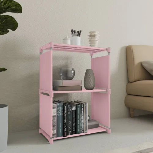 Image of Flipkart Perfect Homes Metal Open Book Shelf (Pink, DIY)
