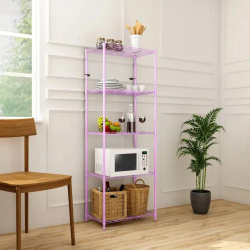 Image of Flipkart Perfect Homes Pink Metal Kitchen Cabinet