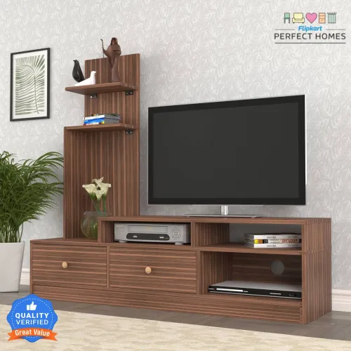 Image of Flipkart Perfect Homes Sirena Engineered Wood TV Unit (Walnut Finish)