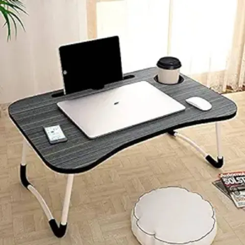 Image of Flipkart Perfect Homes Studio Flipkart Perfect Homes Studio Wood Portable Laptop Table (Finish Color - Black)Wood Portab