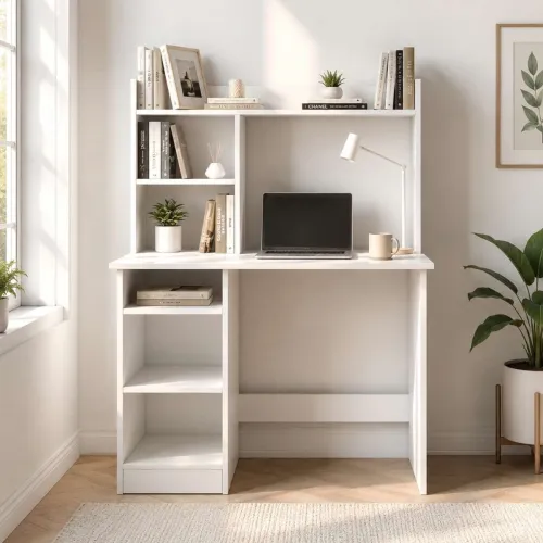 Image of Flipkart Perfect Homes Multipurpose Portable Study Desk with Hutch Storage & Shelves for Home Office Engineered Wood Stu