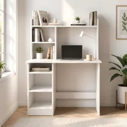 Flipkart Perfect Homes Multipurpose Portable Study Desk with Hutch Storage & Shelves for Home Office Engineered Wood Stu