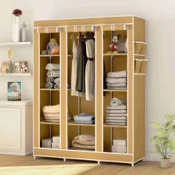Flipkart Perfect Homes Studio 3 Door 10 Shelf PP Collapsible Wardrobe (Finish Color - Beige, DIY(Do-It-Yourself))