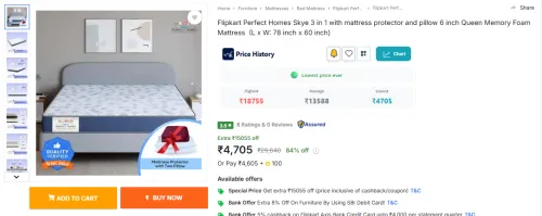 Image of Flipkart Skye 3in1 Queen Memory Foam Mattress 6