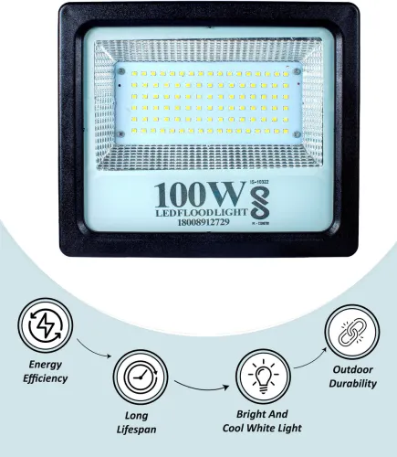 Image of Flipkart SmartBuy 100W BIS Approved PC Body LED Flood Halogen Light With 2 Year