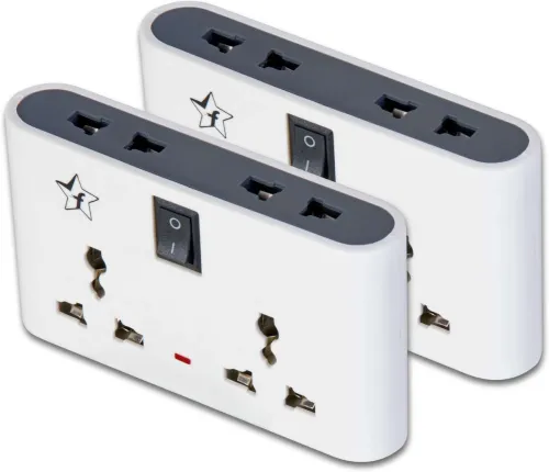 Image of Flipkart SmartBuy Pack of 2 Three Pin 4 Socket Extension Boards (White, Black, 0 m)