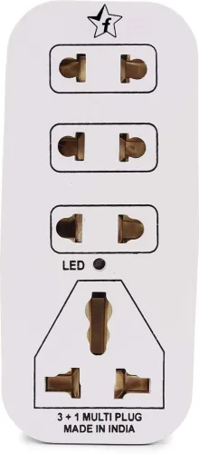 Image of Flipkart SmartBuy 3 + 1 Multiplug with LED Indicator, 4 Universal sockets (Beige_Pack of 1) 4 Socket Extension Boards (