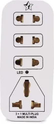 Flipkart SmartBuy 3 + 1 Multiplug with LED Indicator, 4 Universal sockets (Beige_Pack of 1) 4 Socket Extension Boards (
