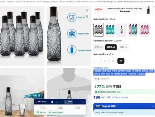 Image of Flipkart SmartBuy Antic Bottle pack 6
