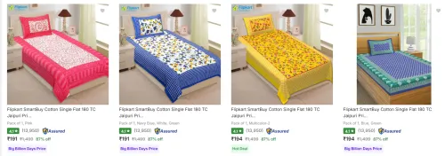 Image of Flipkart Smartbuy Bedsheets upto 87% Discount