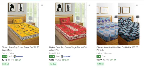 Image of Flipkart Smartbuy Bedsheets upto 91% Discount