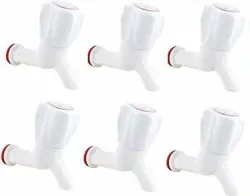 Flipkart SmartBuy BT-006 Classic Plastic Bib Tap for Bathroom, Kitchen, Toilet - 6 Pieces Bib Tap Faucet (Wall Concealed