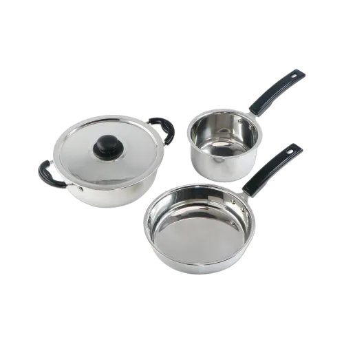 Image of Flipkart SmartBuy Cookware Set (Stainless Steel, 3 - Piece)