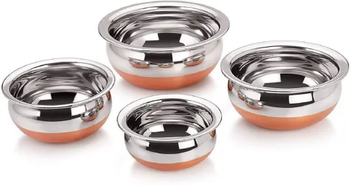 Image of Flipkart SmartBuy Copper Bottom Handi Set (Stainless Steel, 4 - Piece)
