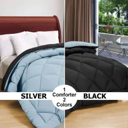 Flipkart SmartBuy Solid Double Comforter for  Mild Winter (Microfiber, Black)