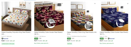 Image of Flipkart Smartbuy Elastic Bedsheets upto 88% Discount