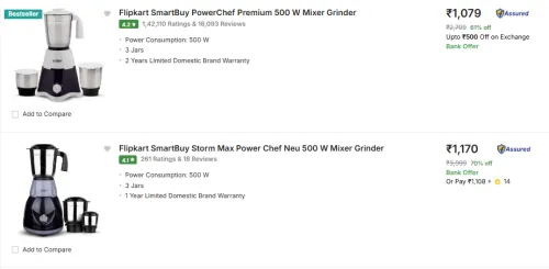 Image of Flipkart Smartbuy Juicer Mixer Grinder upto 70% Discount