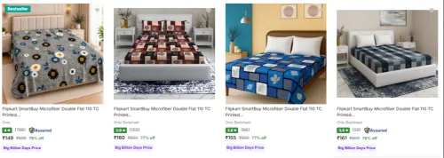 Image of Flipkart SmartBuy Microfiber Double Bedsheet 110 TC Upto 81% Discount 