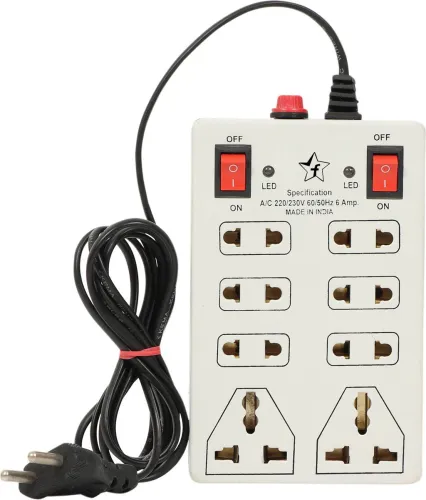 Image of Flipkart SmartBuy Mini Strip Extension Cord (8+2 Sockets, 2m)