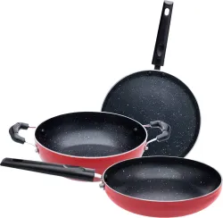 Flipkart SmartBuy Non-stick PFOA Free Non-Stick Coated Cookware Set (Aluminium, 3 - Piece)