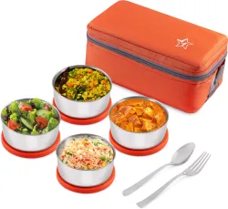 Flipkart SmartBuy 4 Pcs Steel 4 Containers Stainless Steel, Plastic Office Lunch Box