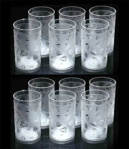 Image of Flipkart SmartBuy (Pack of 12) Prism Pattern Water Juice Plastic Glasses 