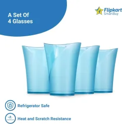 Flipkart SmartBuy (Pack of 4) For Juice / Water Glass Set Water/Juice Glass (250 ml, Plastic, Blue)