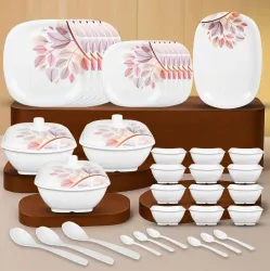 Flipkart SmartBuy Pack of 40 Melamin Autumn Grove|Dishwasher Safe|Stain Resistant Dinner Set  (White, Brown)