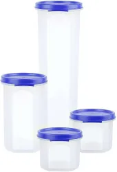 Flipkart SmartBuy Plastic Utility Container  - 1.1 L, 585 ml, 250 ml, 250 ml (Pack of 4, Blue, Clear)