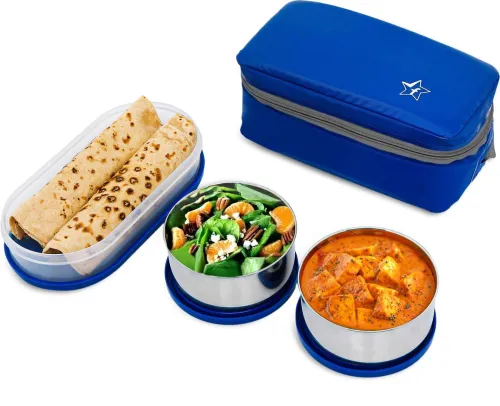 Image of Flipkart SmartBuy Steel Luncbox Blue 