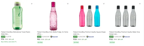 Image of Flipkart Smartbuy Water Bottles starting at ₹78