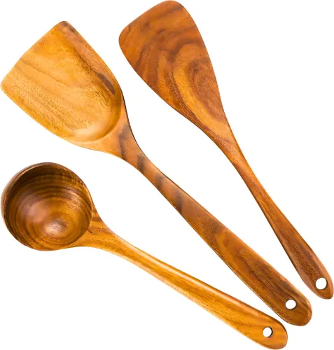 Image of Flipkart SmartBuy Wooden Spoons for Cooking , Spatula for Baking, Non Stick Wooden Spatula (Pack of 3)