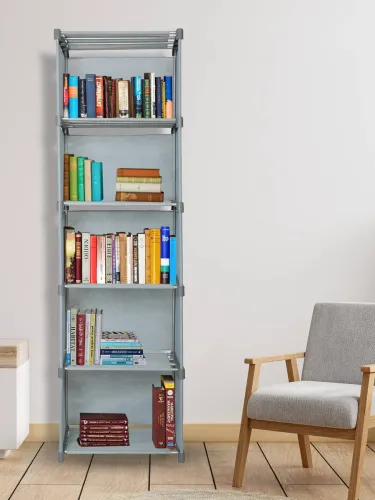 Image of Flipkart Perfect Homes Studio Dark Grey Metal DIY Book Shelf