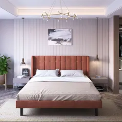 Flipkart Perfect Homes Upholstered Engineered Wood Queen Bed (Brown)