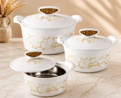 Flipkart SmartBuy Akoya Classic Insulated Inner Stainless Steel Chapati/Biryani/Vegitable Serving Pack of 3 Thermoware C